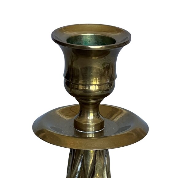 Vintage Brass Heavy 11" Pair Spiral Twist Cyclone Style Victorian Candle Holder - Picture 10 of 12